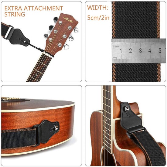 Guitar Strap with 3 Pick Holders for Electric/Acoustic Guitar (Cotton Strap)