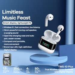 Remax TWS 10 Plus LED Wireless Gaming Headphones Earphones True Wireless Earbuds