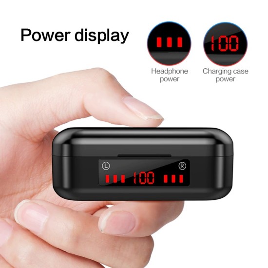 V8 LED Power Display  Waterproof Sports Noise Cancelling Gaming Earphones With Mini Charge Case