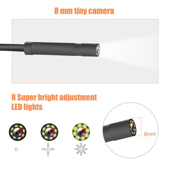 Industrial Handheld Endoscope HD 1080P 4.3 inch Screen with IP67 Waterproof Snake Camera 8 LED Lights 2600mAh