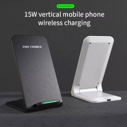 15W Foldable Qi Portable Double Coils Fast Wireless Charger Pad Stand 