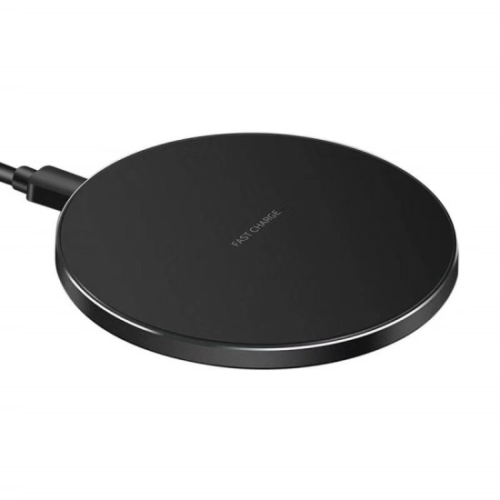 15W Round Aluminum Desktop Fast Wireless Charger with LED Light  (Type-C Port)
