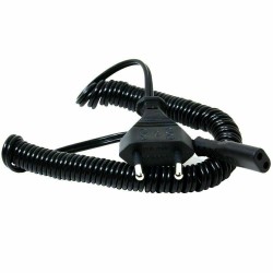 Euro 2 Pin EU Plug Mains Power Cable Lead - Black