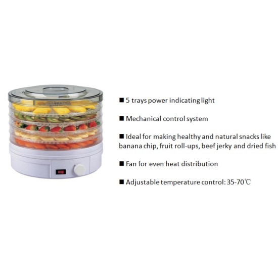 Electric Food Dehydrator 350w with 5 Removable Trays for Healthy & Natural Snacks