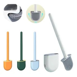 Silicone Toilet Brush with Toilet Brush Holder Wall-Mounted Cleaning Brush Set