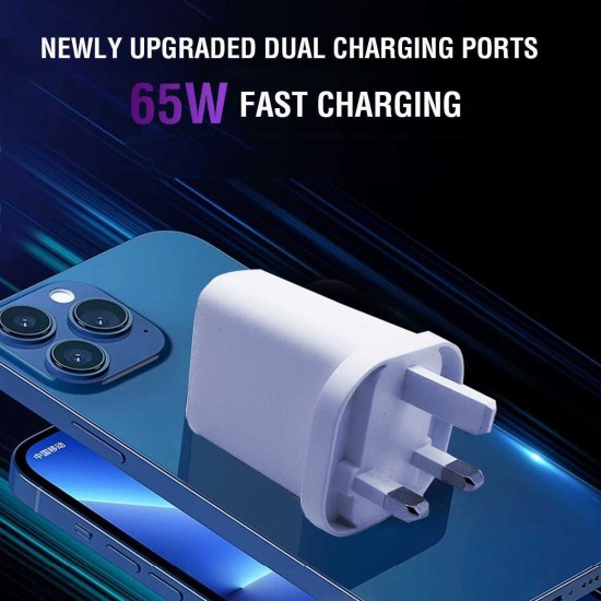 QC4.0 PD3.0 USB-C 65W  Fast Charging 2C1A 3Ports GAN Charger