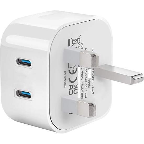 Dual PD 20W USB-C + USB-C Fast Charging Plug