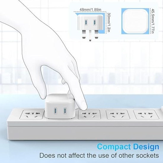 Dual PD 20W USB-C + USB-C Fast Charging Plug