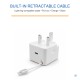 AMEEGO 30W GaN UK Charger with Retractable Lightning-Compatible Cable & USB-C Port