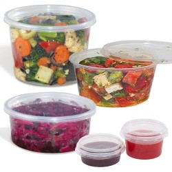 Round Heavy Duty Plastic Food Containers with Lids  8oz - Case of 450
