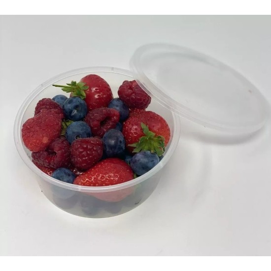 Round Heavy Duty Plastic Food Containers with Lids  8oz - Case of 450