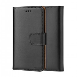 Genuine Leather Wallet Case for Samsung "J" Series - Black