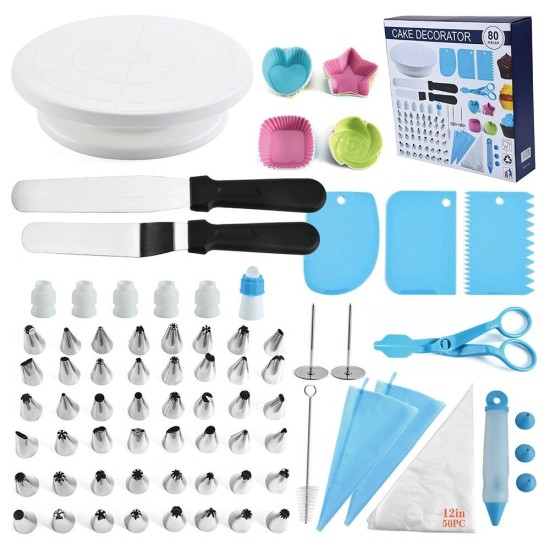 Cake/Cup Cake Icing/Decorating Tools Set - 80 Piece