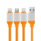 TPE Rubber 3 in 1 Data Cable - Type C, 8 Pin and Micro USB - 1.2m 