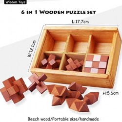 Set of 6 – 3D Brain Teaser Puzzles with Solid Wooden Gift Box 