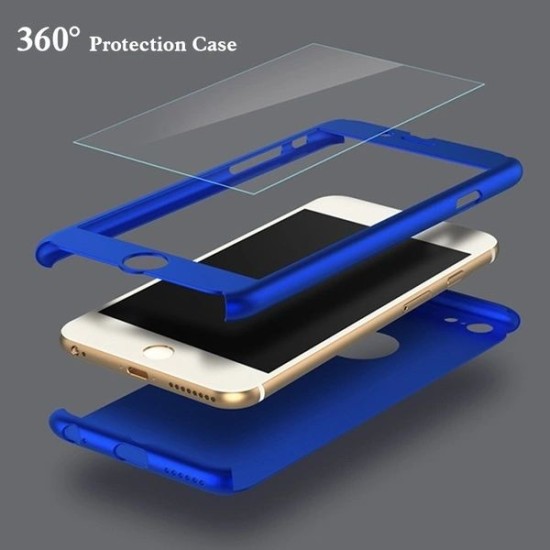360° Front and Back Hard PC Protective Cover with Tempered Glass
