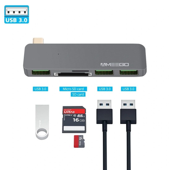 USB C to 3 USB A Card 2.0 for Macbook 5-in-1 USB HUB