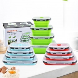 Silicone Lunch Box Foldable Microwave Oven Bento Lunchbox Kitchen Home School Picnic Camping Food Storage Container 