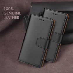 Genuine Leather Wallet Case for Samsung "J" Series - Black