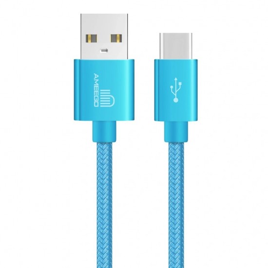 Nylon Braided Fast Charging USB Data Cable for Type-C Connector Wire 1M 2M 3M in 11 Colours   