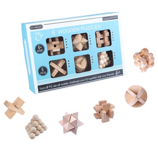 6 Piece Brain Twisters IQ Puzzle 