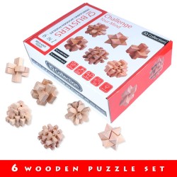 6 in 1 Beech Wooden Brain Puzzles - Boxed 