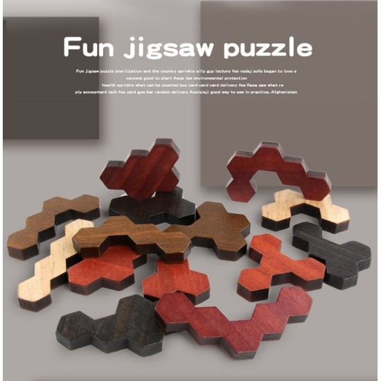 Wooden Hexagon Puzzle for Kid Adults -Multi Colour 