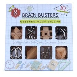 8 Pieces/Set Brain Busters Metal and Wooden 3D Puzzle Educational Toys
