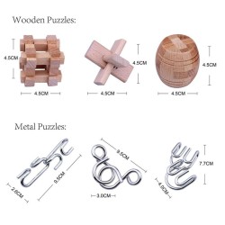 6PCS/Set Metal and Wooden Puzzle