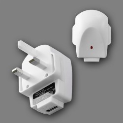 USB Mains Charger with Light - White (1A)