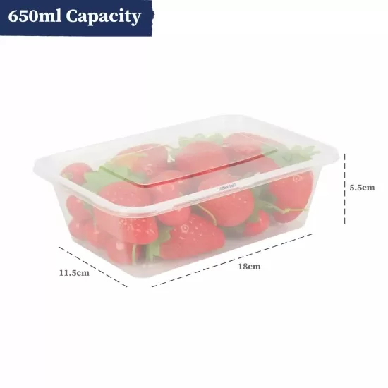 Heavy Duty Plastic Food Containers with Lids  - 500ml - Case of 250