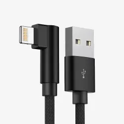 Elbow Fabric Right-Angled 90 Degree Fast  Charging  Data Cable for iPhone 8 Pin Android Type-C in 3 colours  