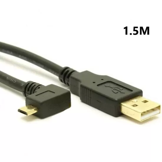 90° Angled Gold Plated Micro USB Fast Charging Sync Data Cable for Android - Black