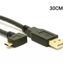 90° Angled Gold Plated Micro USB Fast Charging Sync Data Cable for Android - Black