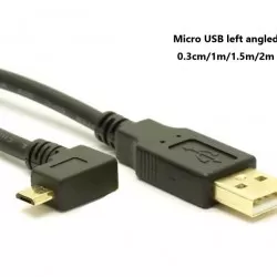 90° Angled Gold Plated Micro USB Fast Charging Sync Data Cable for Android - Black