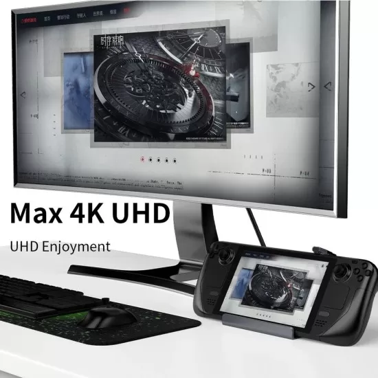7 in 1 USB C Aluminum Docking Station with 4K HD USB3.0 PD Charge 1000M for Mobile Switch Steam Deck 