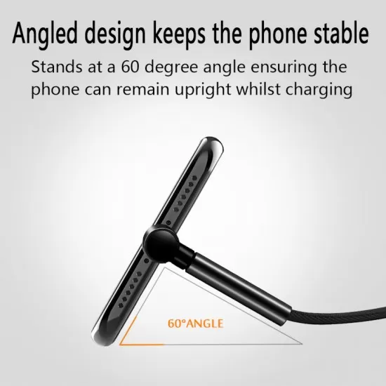  Fast Charging Fabric Braided USB Data Cable with Stand Holder Function for iPhone 8 Pin Android and Type-C in 3 colours