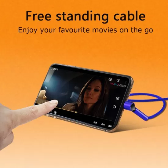  Fast Charging Fabric Braided USB Data Cable with Stand Holder Function for iPhone 8 Pin Android and Type-C in 3 colours