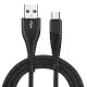 Fast Charging Mermaid for Android Micro, Type-C and iPhone Fabric Data Cable - 1 metre 