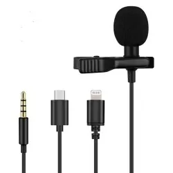 Clip On Lapel Microphone Hands Free Wired Condenser Mini Lavalier Mic 