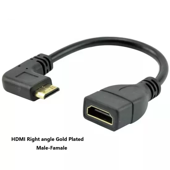 Right Angled HDMI Extension Gold Plated Cable Male to Female Adapter 