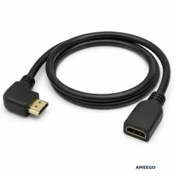 Right Angled HDMI Extension Gold Plated Cable Male to Female Adapter  0.5m / 1m (C-063)  
