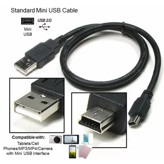 1m 2m 3m USB 2.0 Male A to Mini B V3 Cable 5 Pin Charging Cable for Digital Cameras MP3 MP4 Data Charger Cable