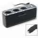 3 Port Socket Car Cigarette Lighter & USB Adaptor - Black