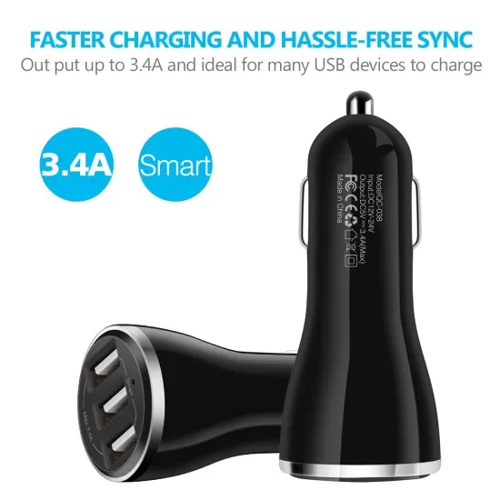 Triple USB Car Charger 3.4A