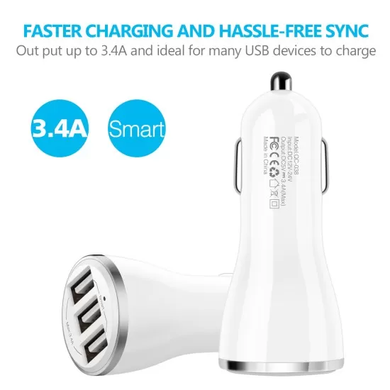 Triple USB Car Charger 3.4A