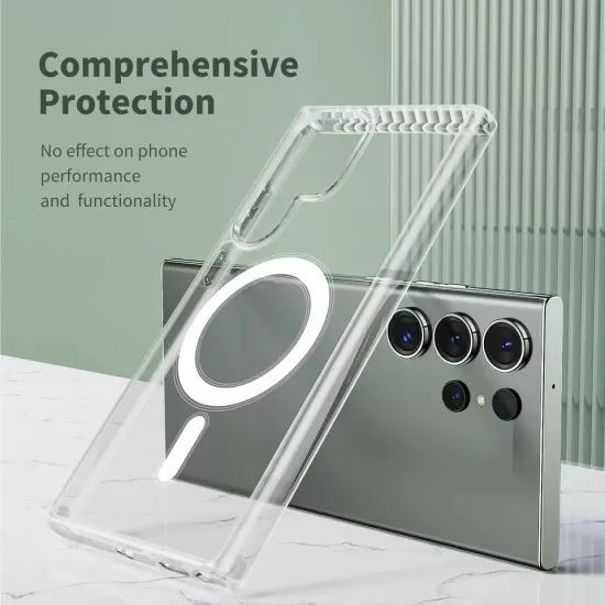 Shockproof Clear TPU Wireless Charge Magnet Phone Cover for Samsung S21, S22 and S23 Series