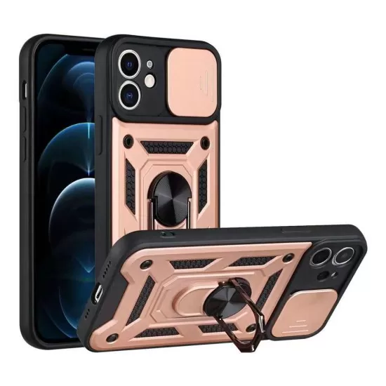 Armour Case with Lens Sliding Camera Protection and Ring Stand with Magnet