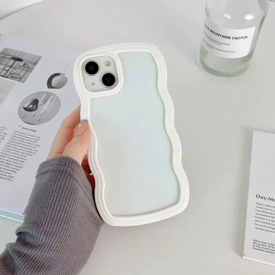 Candy Colour Curly Wave Shockproof 2in1 TPU/PC Cover Fashion Cute Transparent Case for iPhone Series 