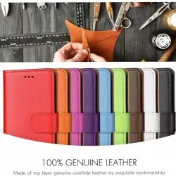 Genuine Leather Wallet Case for iPhone in 10 Colours 
